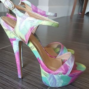 Liliana Floral Print Open Toe Stiletto